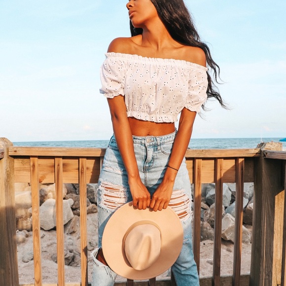 Eyelet Crop Top - Picture 1 of 2